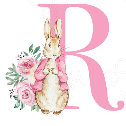 UVDTF Transfer - Vintage Easter Bunny Name (Pink Lettering) (Bespoke)
