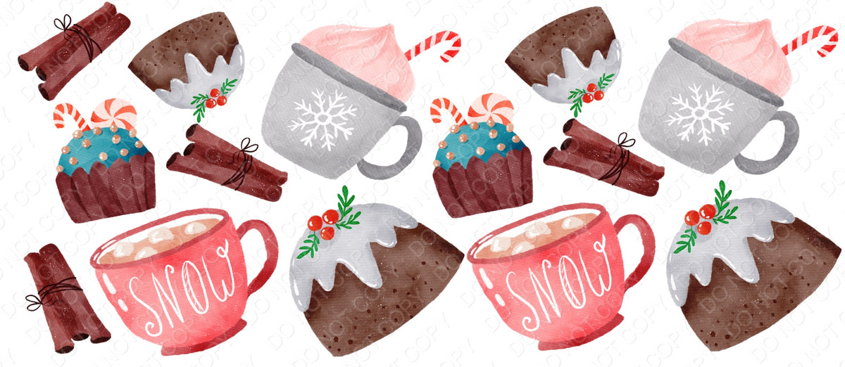 UV-DTF Transfer - Cup Wrap for 16oz Libby Cup - Christmas Food and Drink Design