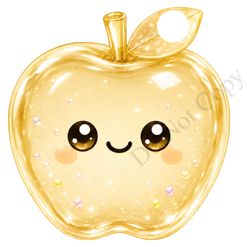 UVDTF Transfer - Cartoon Squishy Apple Cute Keyring Design Plain Version