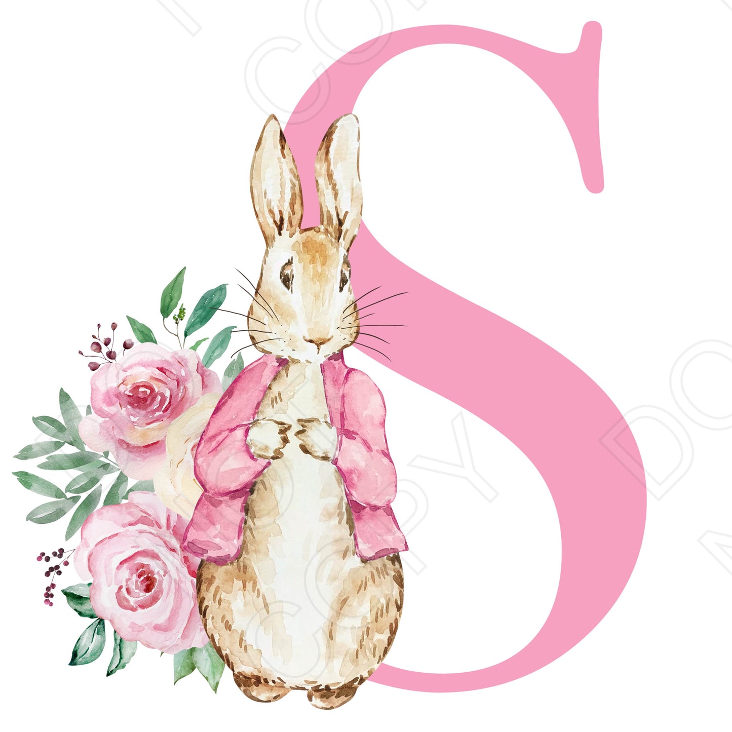 UVDTF Transfer - Vintage Easter Bunny Alphabet (Pink Lettering)
