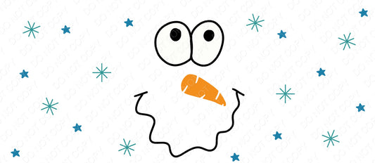 UV-DTF Transfer - Cup Wrap for 16oz Libby Cup - Snowman Face with Snowflakes