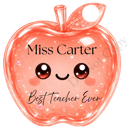 UVDTF Transfer - Cartoon Squishy Apple Cute Keyring Design Best Teacher Bespoke Version