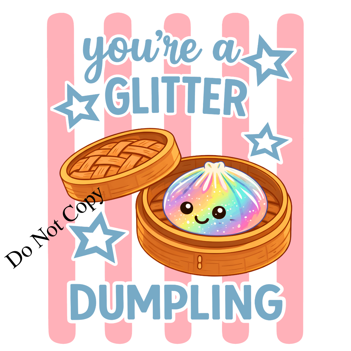 UV-DTF Transfer - Glitter Dumpling design in Pink or Blue