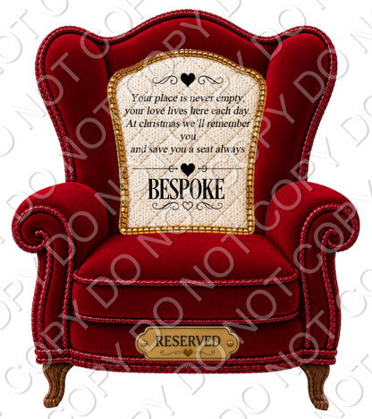 UV-DTF Transfer - Memorial Chairs to fit Woodform Acrylic Hanging Chairs Style 2 (Bespoke)