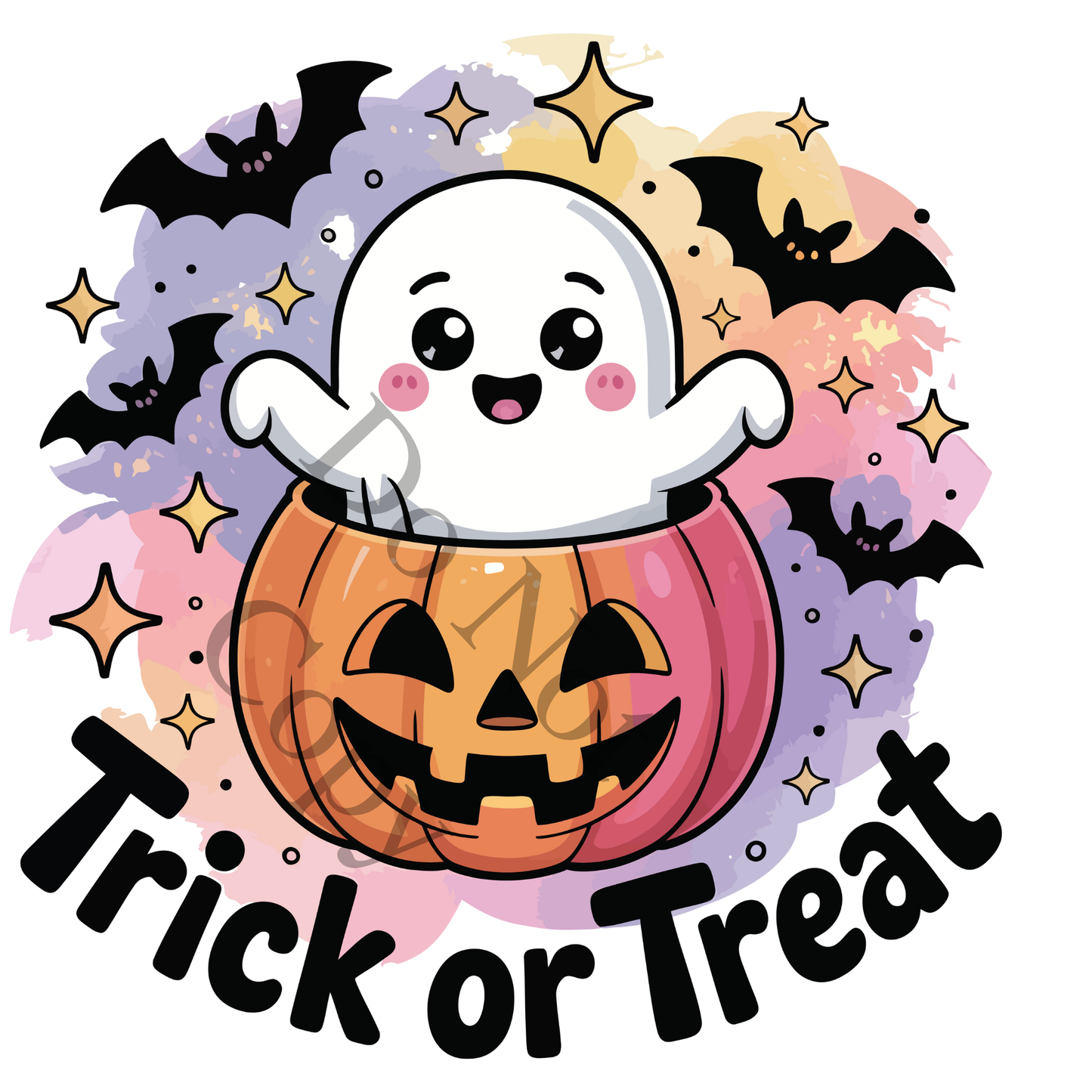 DTF Transfer - Halloween Cute Ghost Trick or Treat bag/tshirt design