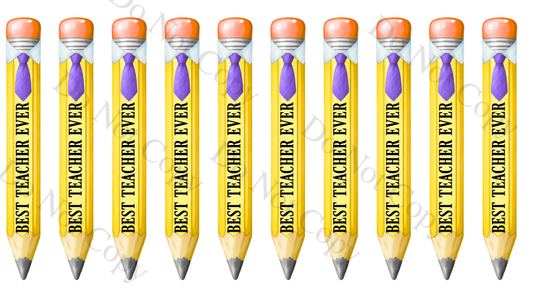 UV-DTF Transfer - Sheet of Best (Male) Teacher Ever Pencil designs in UVDTF