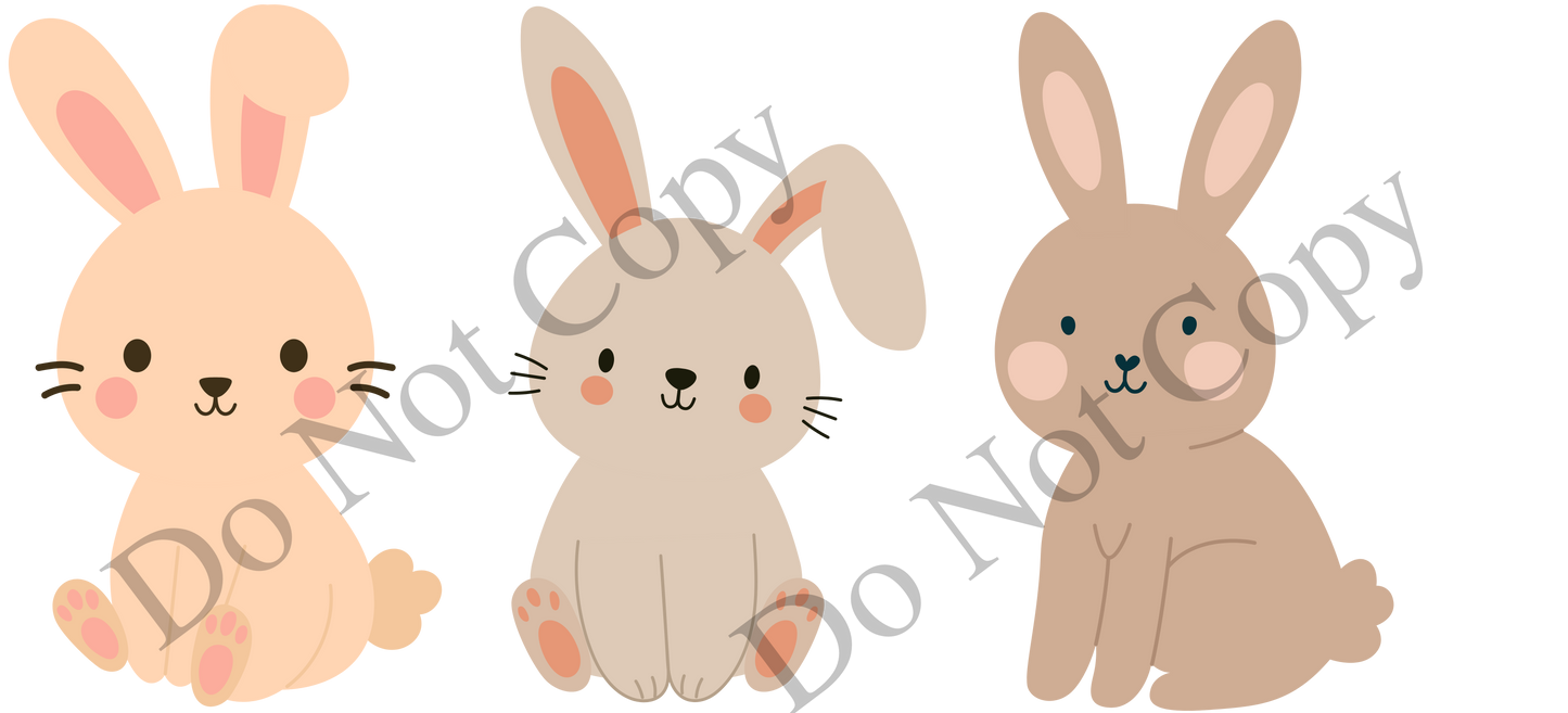 UV-DTF Transfer - Easter bunny cup trio (style 1) for cold cups 10cm tall