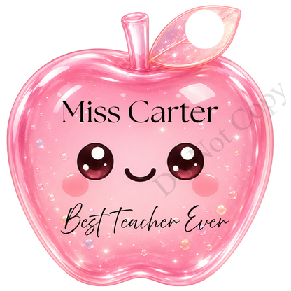 UVDTF Transfer - Cartoon Squishy Apple Cute Keyring Design Best Teacher Bespoke Version
