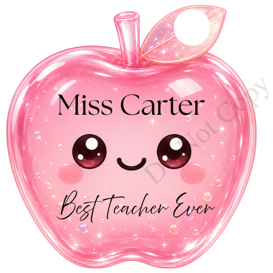 UVDTF Transfer - Cartoon Squishy Apple Cute Keyring Design Best Teacher Bespoke Version