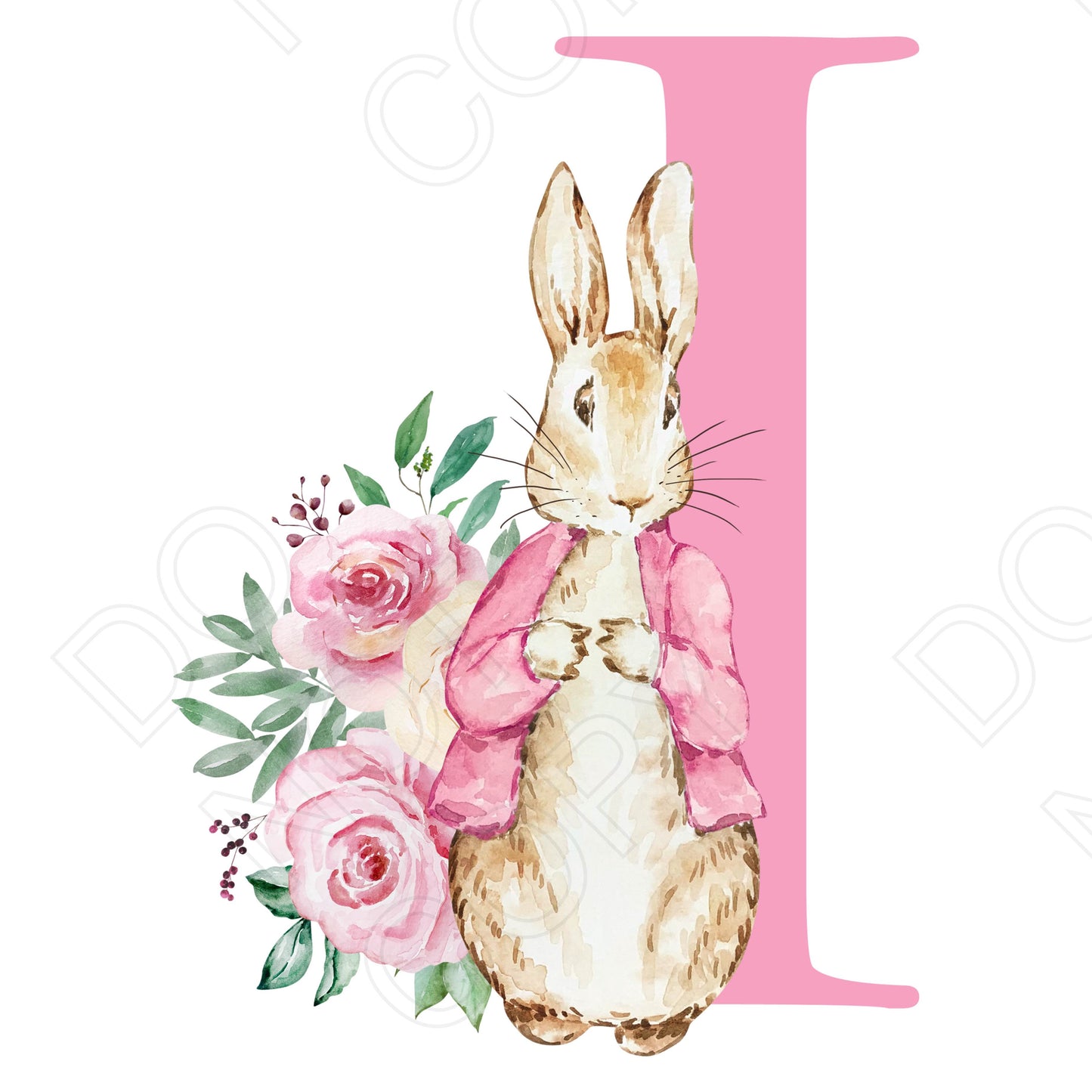 UVDTF Transfer - Vintage Easter Bunny Alphabet (Pink Lettering)