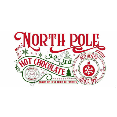 UV-DTF Transfer Suitable for 16oz Cold Cups - North Pole Hot Chocolate