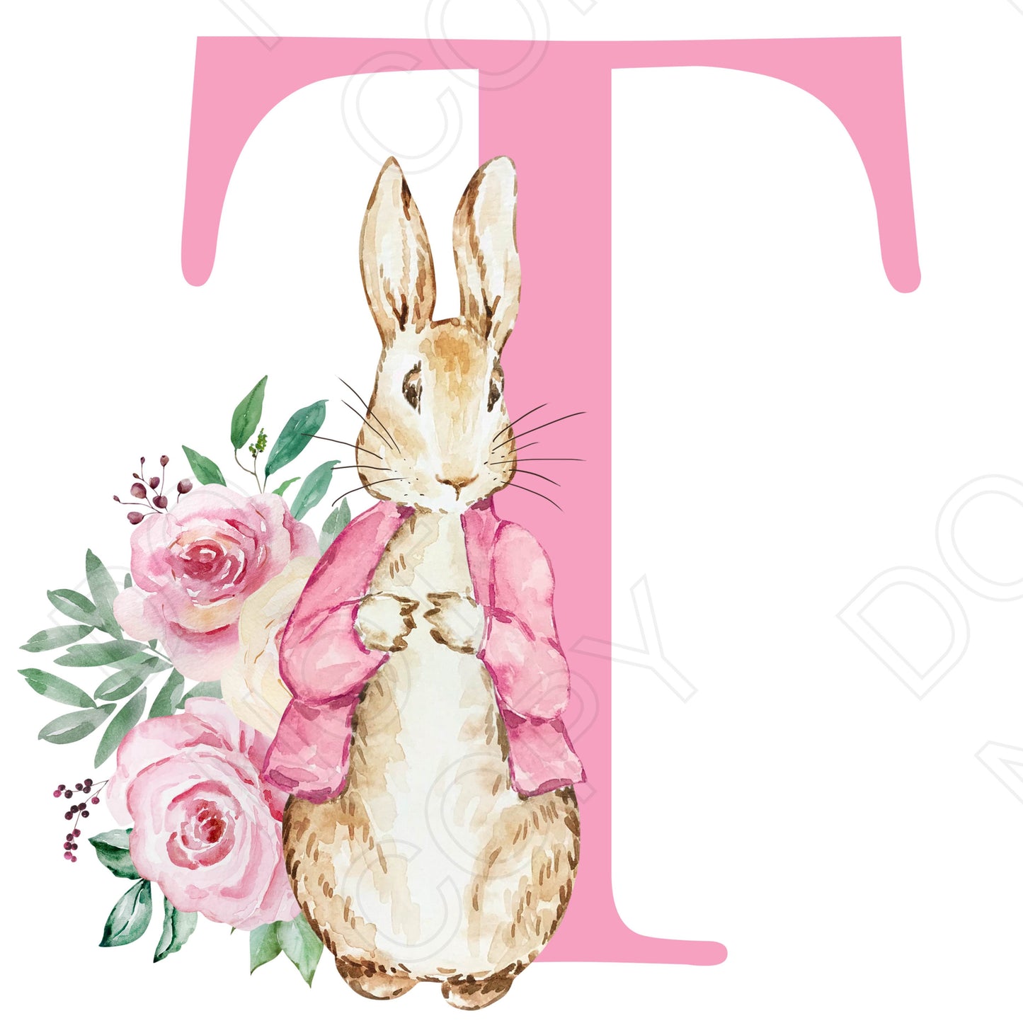 UVDTF Transfer - Vintage Easter Bunny Alphabet (Pink Lettering)