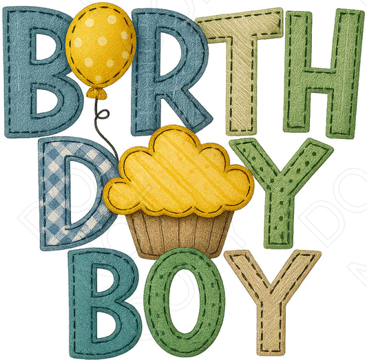DTF Transfer - Birthday Boy Embroidered Style