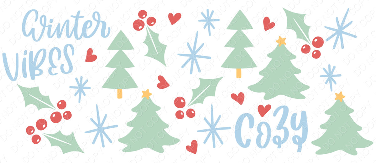 UV-DTF Transfer - Cup Wrap for 16oz Libby Cup - Cozy Winter Vibes Design