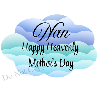 UVDTF Transfer - Beautiful Cloud Mothers Day Memorial Design for Solar Lights (Choice of Names and Colours)