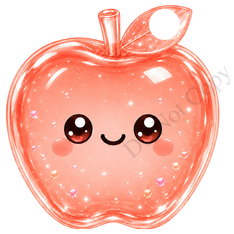 UVDTF Transfer - Cartoon Squishy Apple Cute Keyring Design Plain Version
