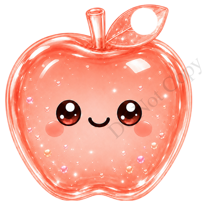UVDTF Transfer - Cartoon Squishy Apple Cute Keyring Design Plain Version