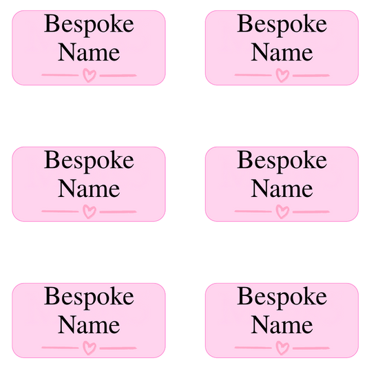 UV-DTF Transfer - Pack of 6 Labels for Children's Cups etc - Pink Heart Design (Bespoke)