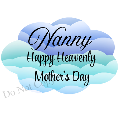 UVDTF Transfer - Beautiful Cloud Mothers Day Memorial Design for Solar Lights (Choice of Names and Colours)