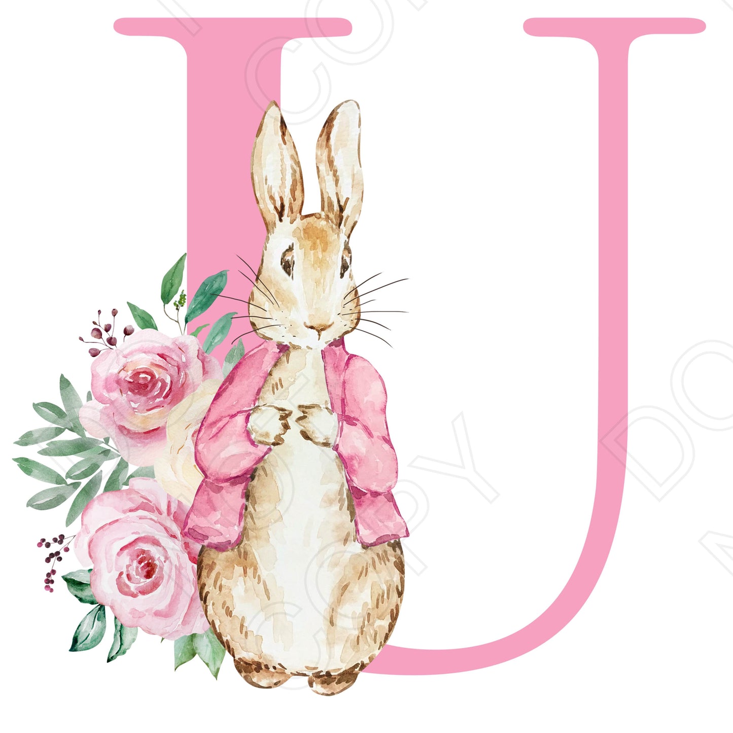 UVDTF Transfer - Vintage Easter Bunny Alphabet (Pink Lettering)