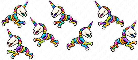 UV-DTF Transfer - Cup Wrap for 16oz Libby Cup - Cute Skeleton Unicorns Colourful Design
