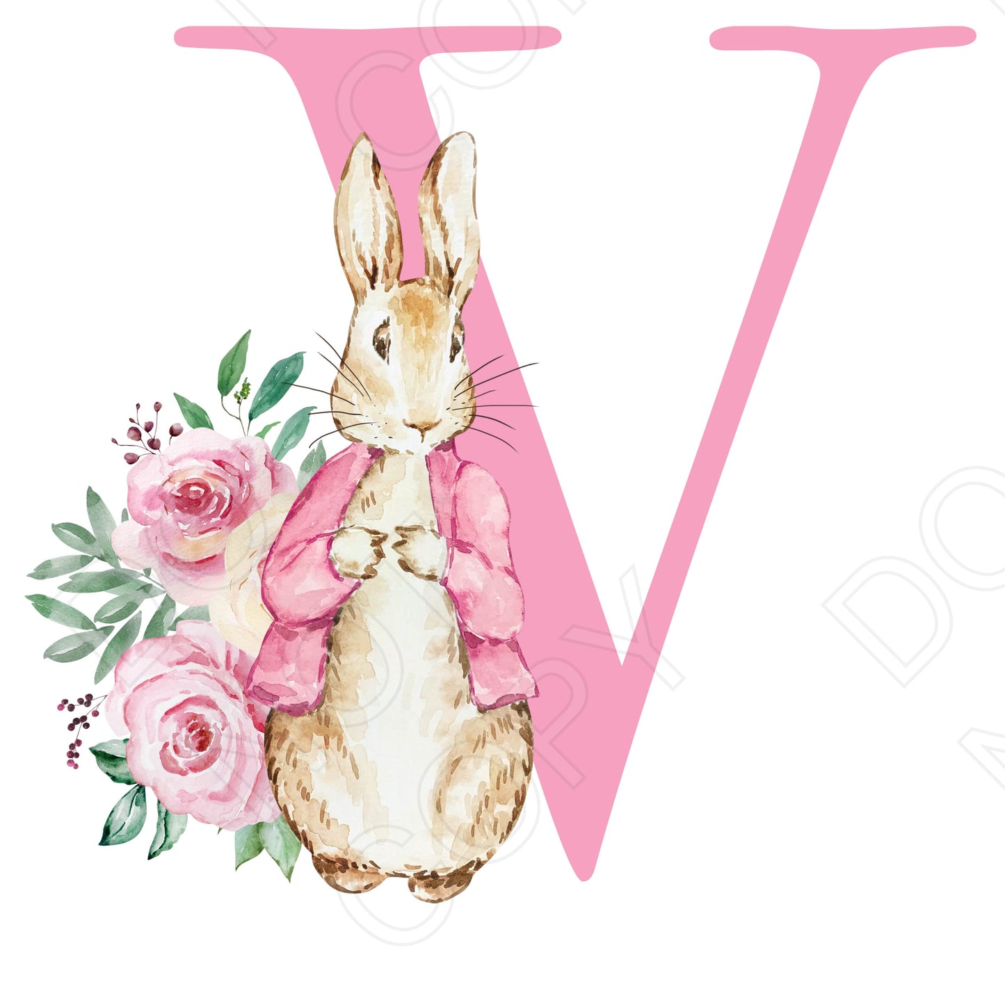 UVDTF Transfer - Vintage Easter Bunny Alphabet (Pink Lettering)