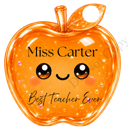 UVDTF Transfer - Cartoon Squishy Apple Cute Keyring Design Best Teacher Bespoke Version