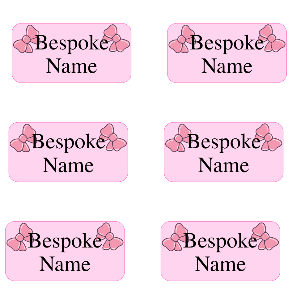 UV-DTF Transfer - Pack of 6 Labels for Children's Cups etc - Pink Bow Design (Bespoke)
