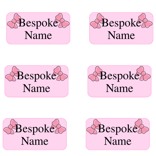 UV-DTF Transfer - Pack of 6 Labels for Children's Cups etc - Pink Bow Design (Bespoke)