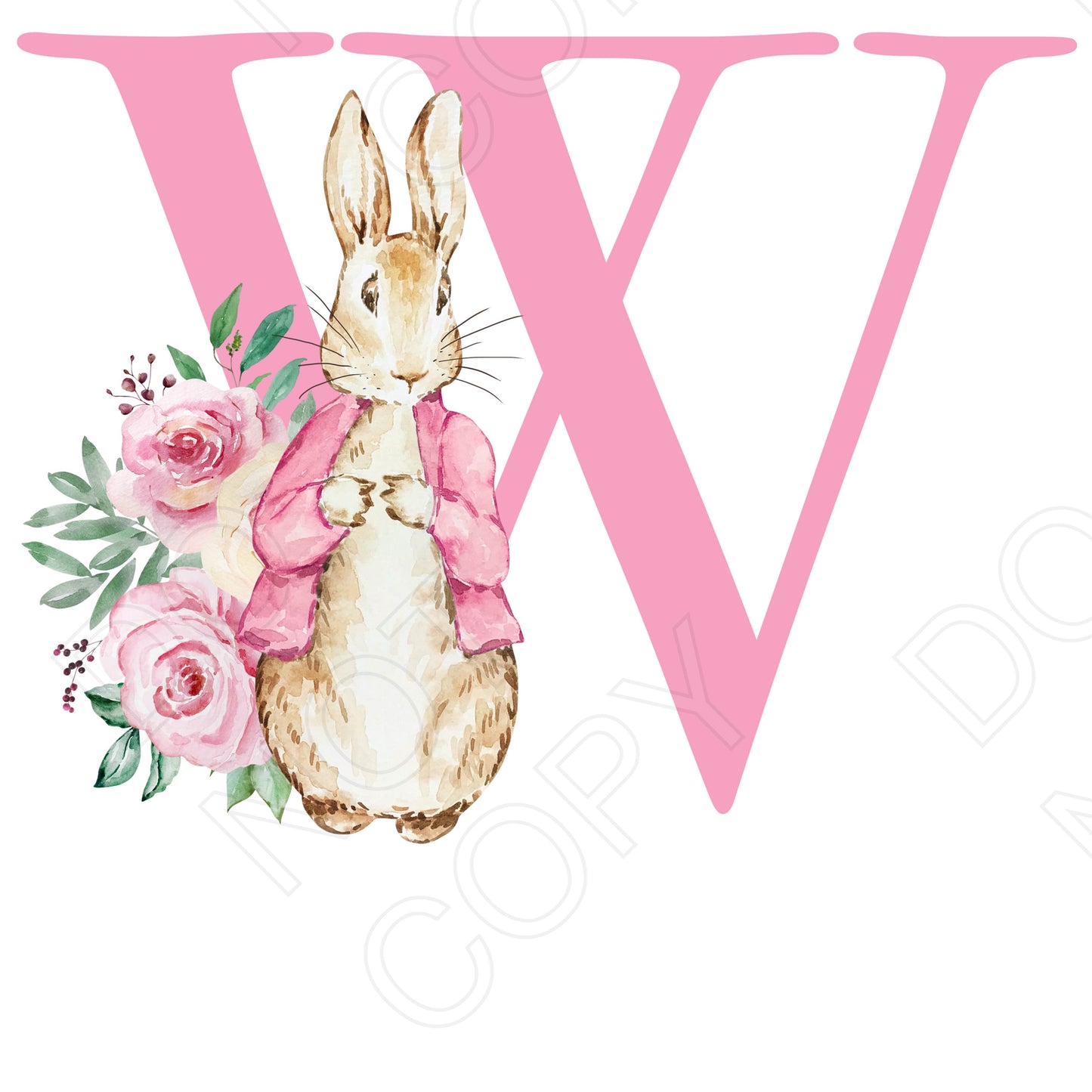 UVDTF Transfer - Vintage Easter Bunny Alphabet (Pink Lettering)