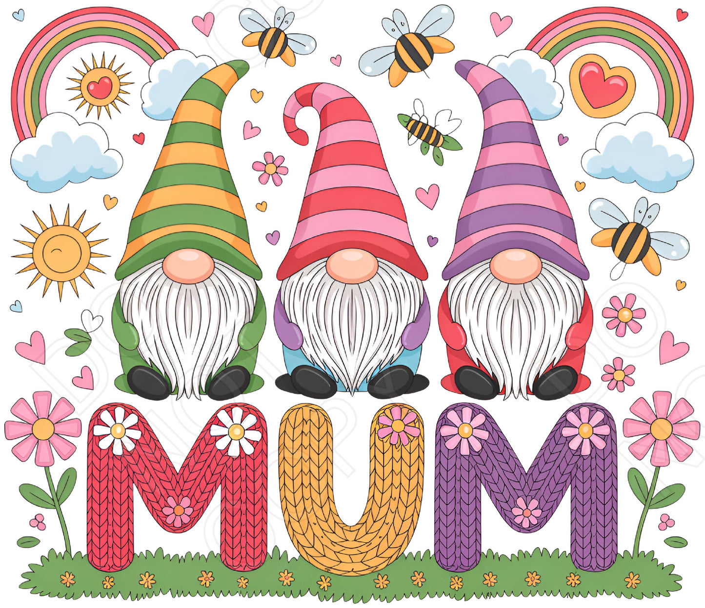 DTF Transfer - Mum Embroidered Style with Gonks