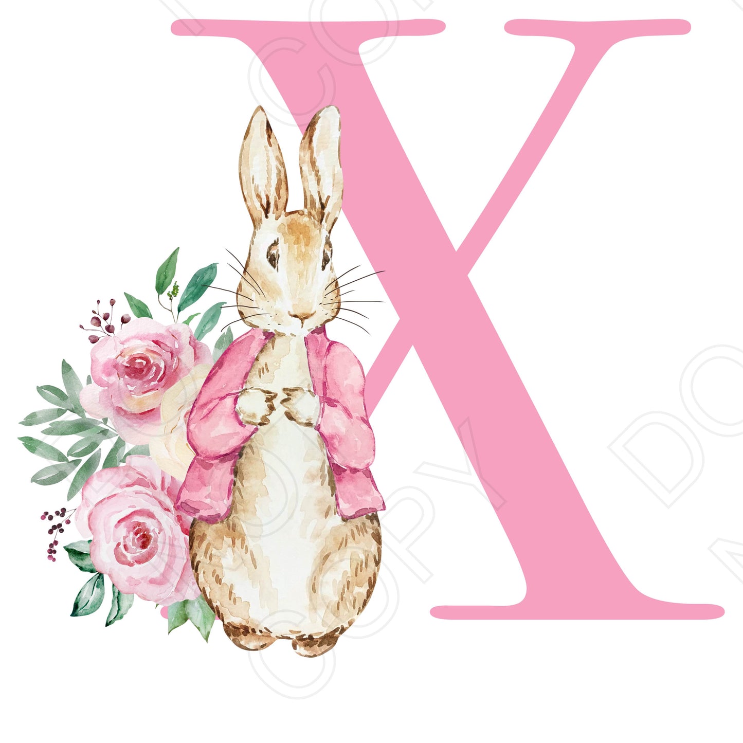 UVDTF Transfer - Vintage Easter Bunny Alphabet (Pink Lettering)
