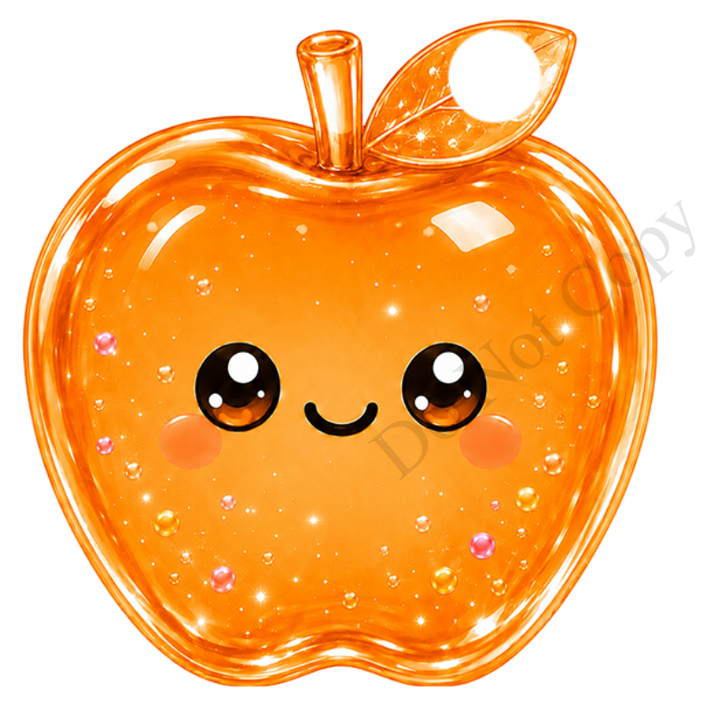 UVDTF Transfer - Cartoon Squishy Apple Cute Keyring Design Plain Version
