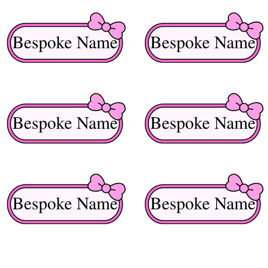 UV-DTF Transfer - Pack of 6 Labels for Children's Cups etc - Side Bow Design (Bespoke)