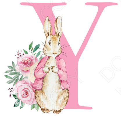 UVDTF Transfer - Vintage Easter Bunny Name (Pink Lettering) (Bespoke)