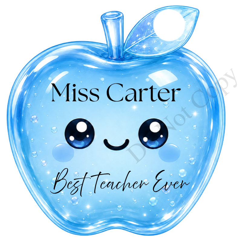 UVDTF Transfer - Cartoon Squishy Apple Cute Keyring Design Best Teacher Bespoke Version