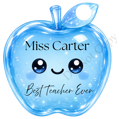 UVDTF Transfer - Cartoon Squishy Apple Cute Keyring Design Best Teacher Bespoke Version