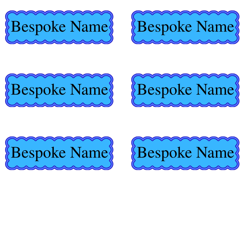 UV-DTF Transfer - Pack of 6 Labels for Children's Cups etc - Blue Scallop Edge Design (Bespoke)