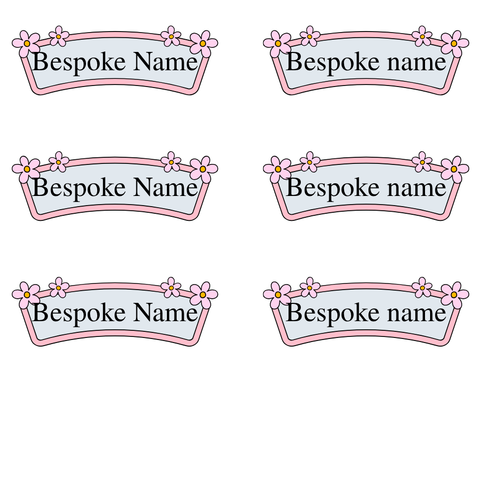 UV-DTF Transfer - Pack of 6 Labels for Children's Cups etc - Curved Flower Design (Bespoke)