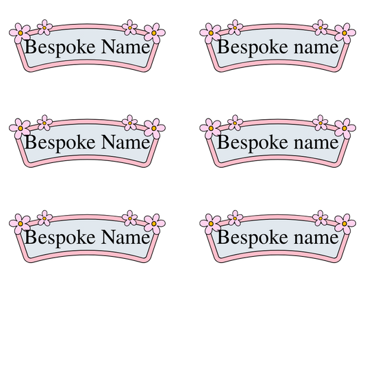 UV-DTF Transfer - Pack of 6 Labels for Children's Cups etc - Curved Flower Design (Bespoke)