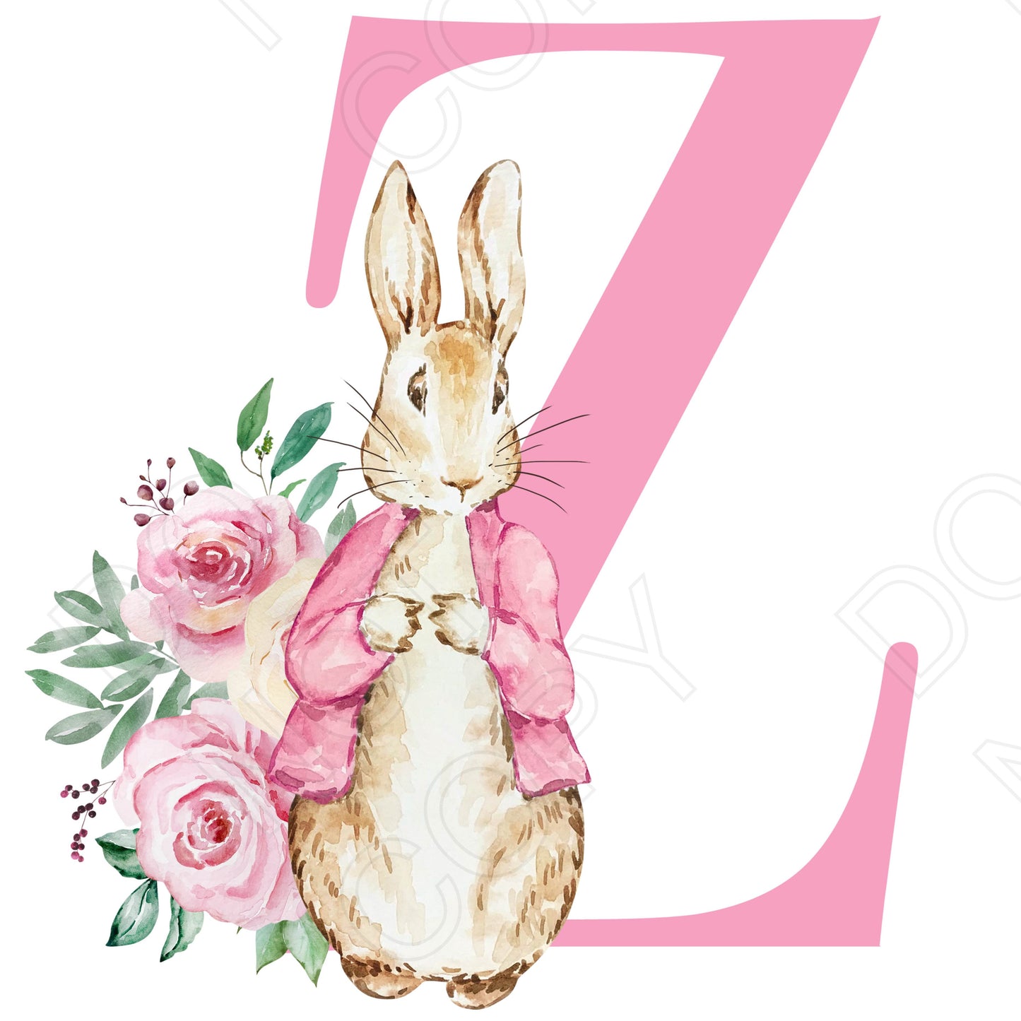 UVDTF Transfer - Vintage Easter Bunny Alphabet (Pink Lettering)