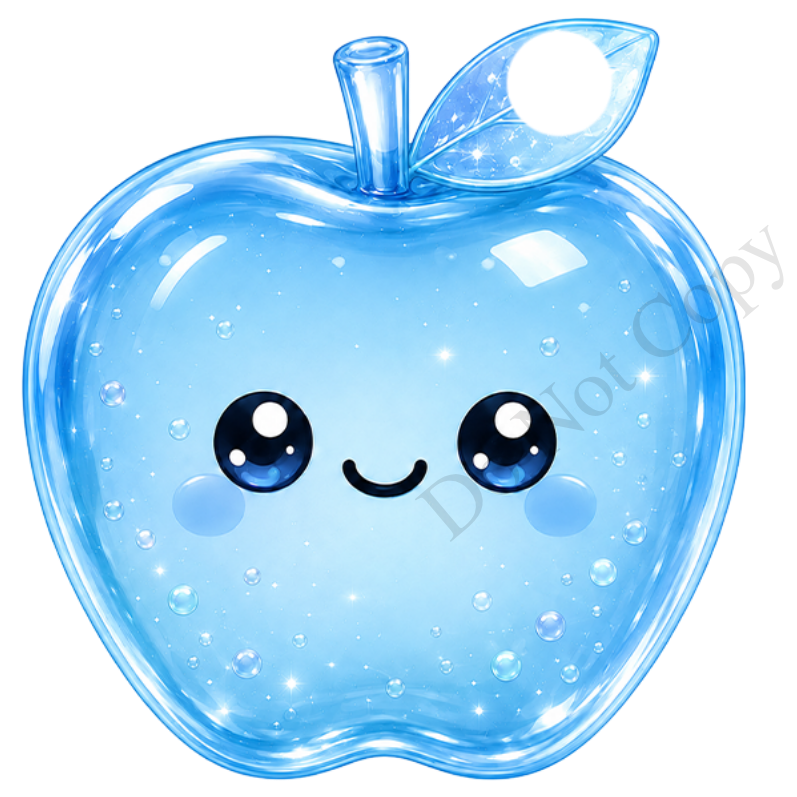 UVDTF Transfer - Cartoon Squishy Apple Cute Keyring Design Plain Version