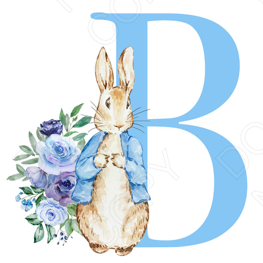 UVDTF Transfer - Vintage Easter Bunny Alphabet (Blue Lettering)