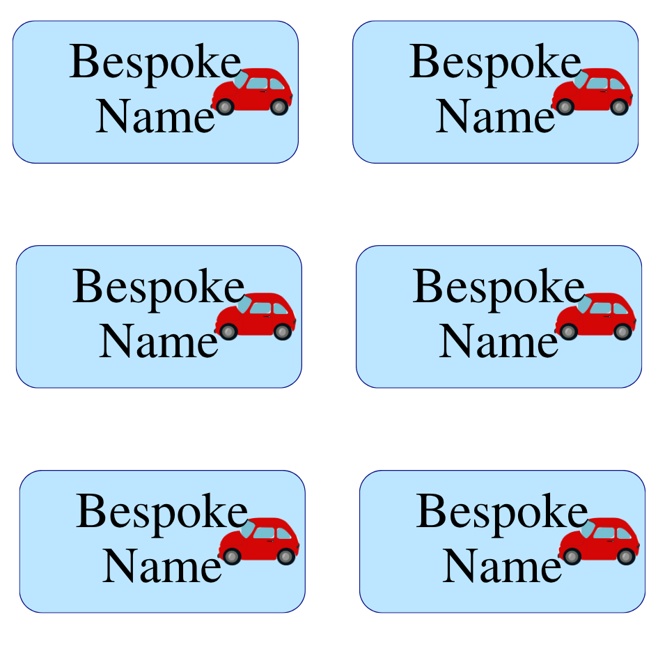 UV-DTF Transfer - Pack of 6 Labels for Children's Cups etc - Car Design (Bespoke)