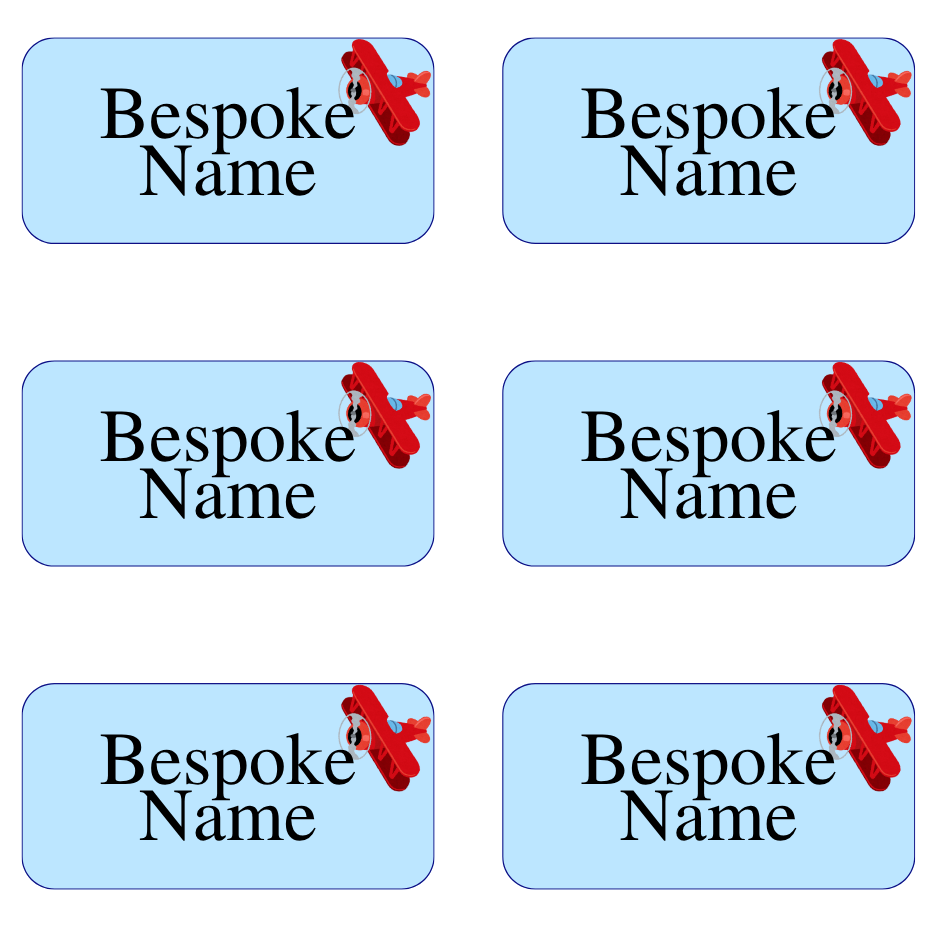 UV-DTF Transfer - Pack of 6 Labels for Children's Cups etc - Plane Design (Bespoke) (Copy)