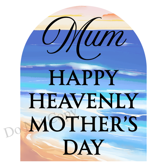 UVDTF Transfer - Beautiful Beach Mothers Day Memorial Design for Solar Lights (Choice of Names)