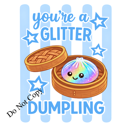 UV-DTF Transfer - Glitter Dumpling design in Pink or Blue