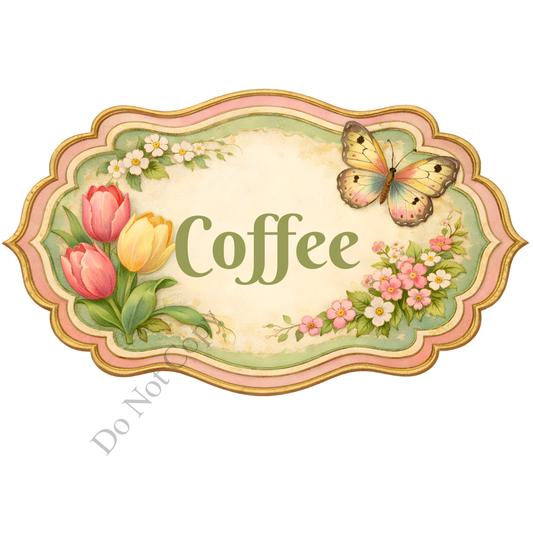 UV-DTF Transfer - Retro Butterfly designs for a range of storage containers (Tea Coffee Sugar)