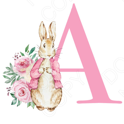 UVDTF Transfer - Vintage Easter Bunny Name (Pink Lettering) (Bespoke)