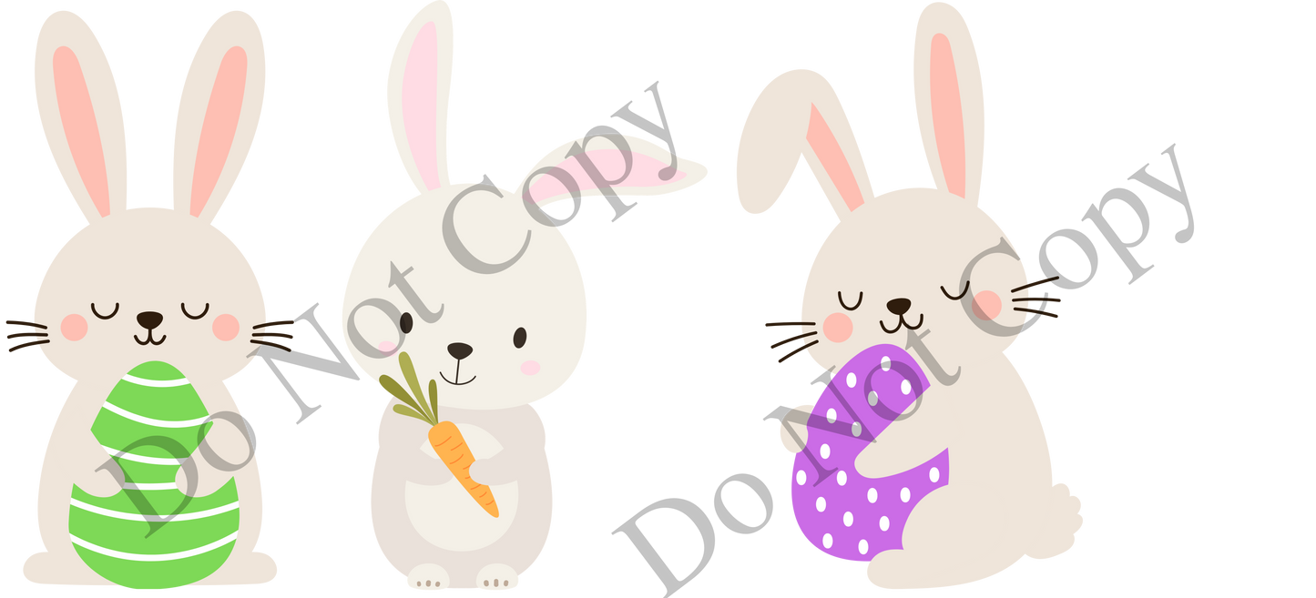 UV-DTF Transfer - Easter bunny cup trio (style 2) for cold cups 10cm tall